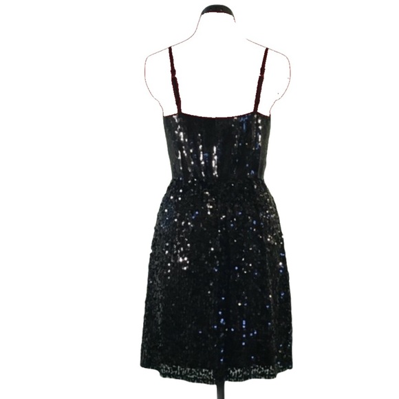 EXPRESS Black Sequin Dress with Adjustable Straps M NWT - Picture 4 of 10